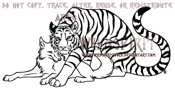 Tiger And Wolf Lovers Lineart