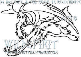 Flying Werewolf Lineart Tattoo