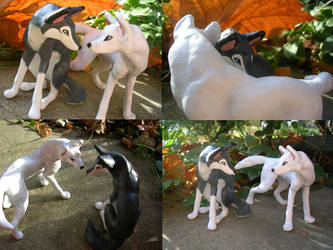 Jinx And Sparx Wolf Sculptures by WildSpiritWolf