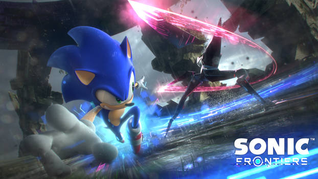 First Foe - Sonic Frontiers Wallpaper (With Logo)