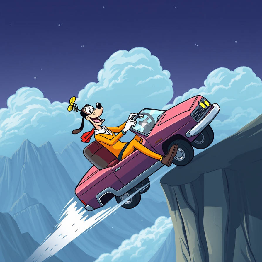 Engineer Goofy Driver Goofy driving a car off the cliff by Bjamin08NC on DeviantArt