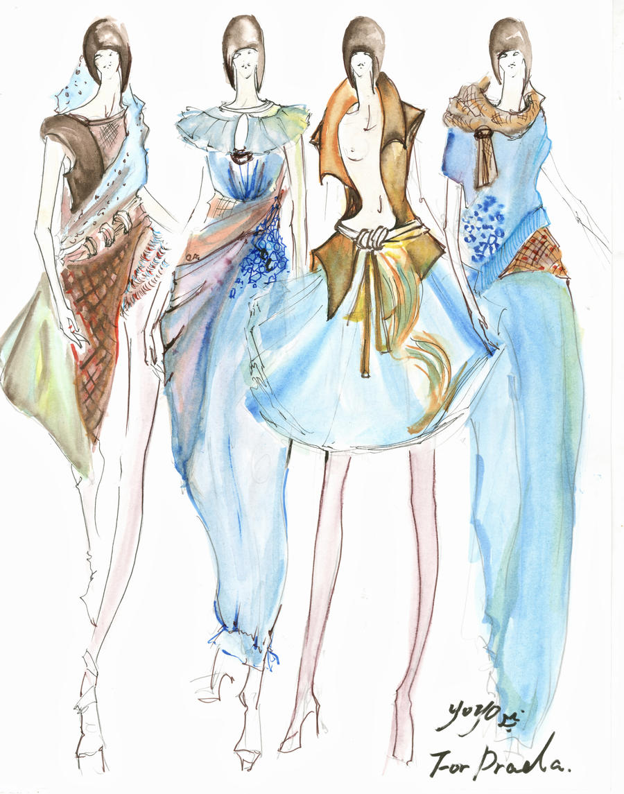 quick fashion sketch for Prada by yoyo-han on DeviantArt