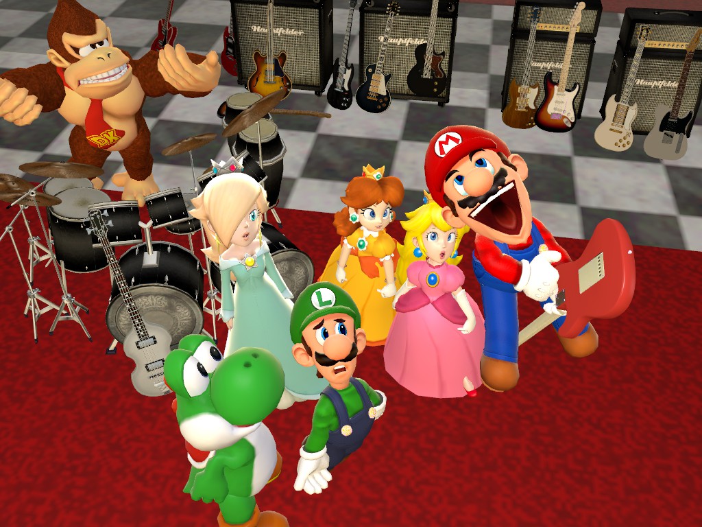 mario in the sky with guitars