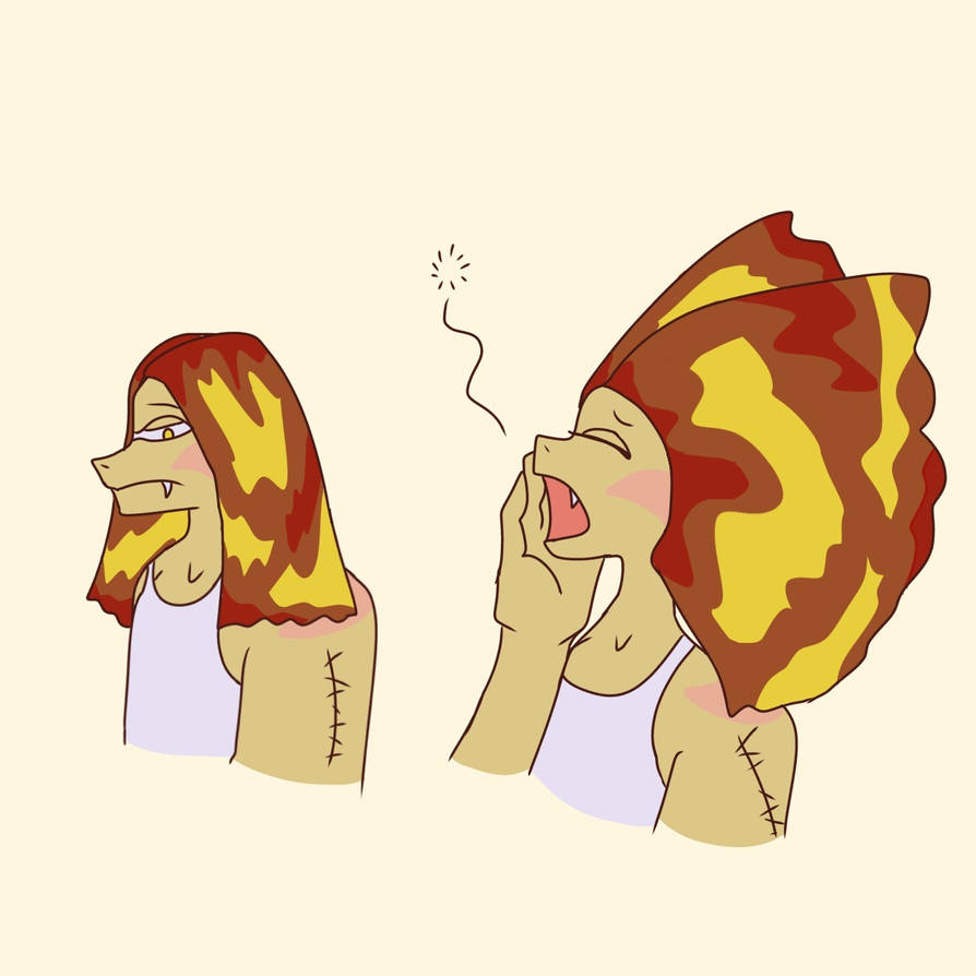 my frilled neck lizard oc Monty yawning by XbubblgumX on DeviantArt
