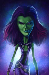 Caricature of Zoe Saldana as Gamora