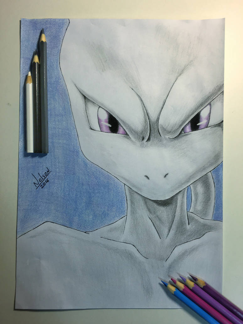 Pokemon Mewtwo Colored Pencil Drawing by nelsonaubert on DeviantArt
