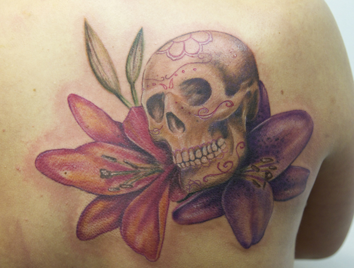 skull with flowers