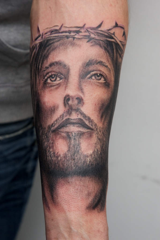 jesus tattoo on forearm...wip