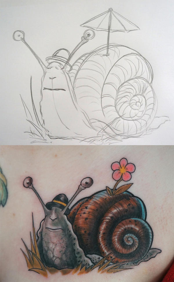 snail tattoo and sketch by graynd on DeviantArt