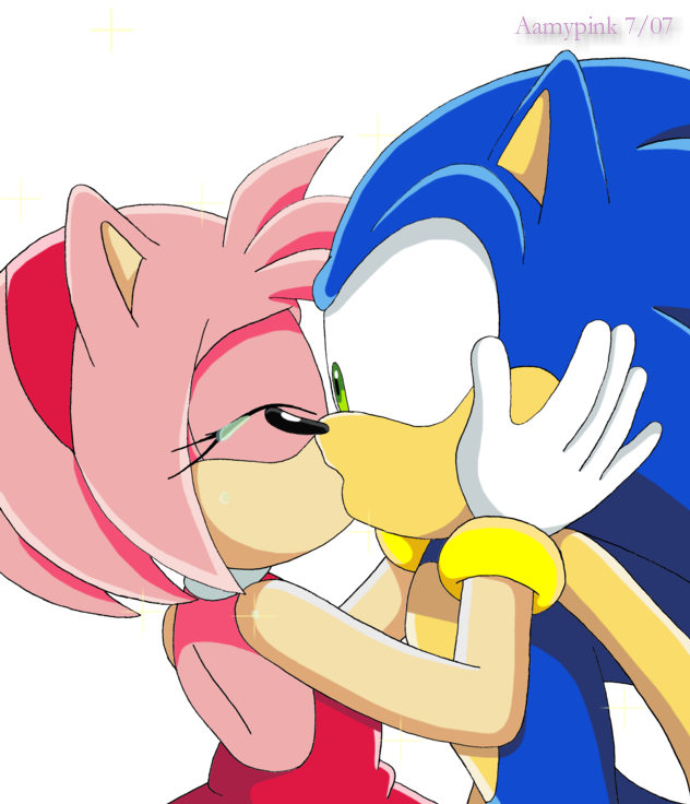 pics Sonic And Amy Kiss Deviantart kiss you luck sonic by aamypink on