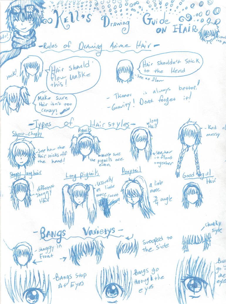 How to draw anime hair by KrazyKell on DeviantArt