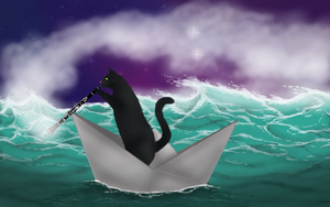 Cat on a boat