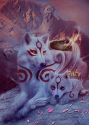 Okami. Amaterasu and Chibiterasu