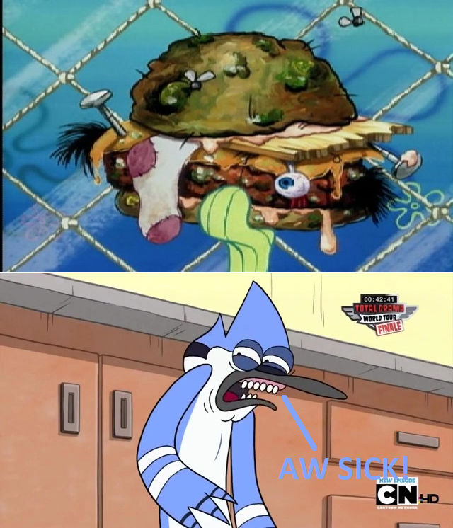 Mordecai Gets Disgusted By A Gross Krabby Patty by pharrel3009 on