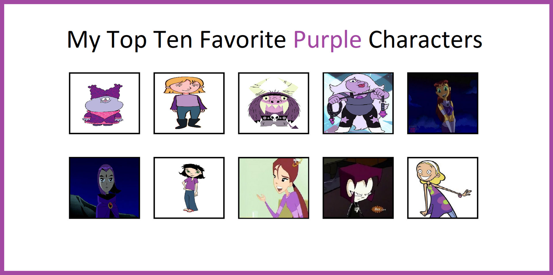 Purple Character Examples My Top 10 Favorite Purple Characters by pharrel3009 on DeviantArt
