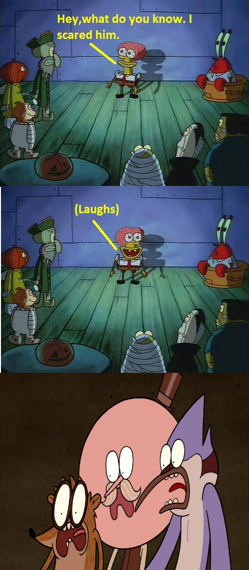 Pops And Rigby Spongebob Scares Mordecai, Rigby, and Pops by pharrel3009 on DeviantArt