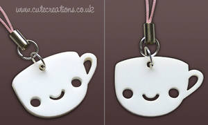 White Coffee Cup Phone Strap