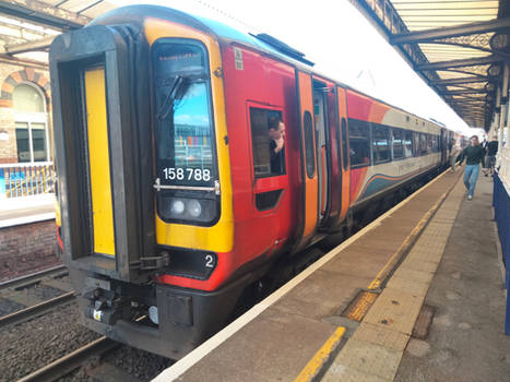 EMR 158 788 at Warrington Central