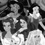 Disney Princess blak and white