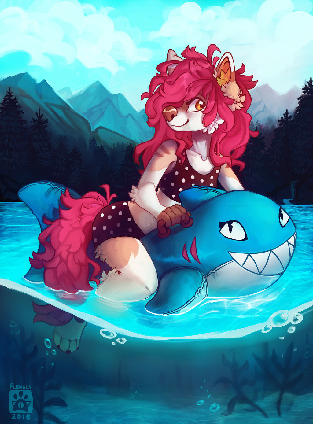 Beware, sharks in lake by Flemaly