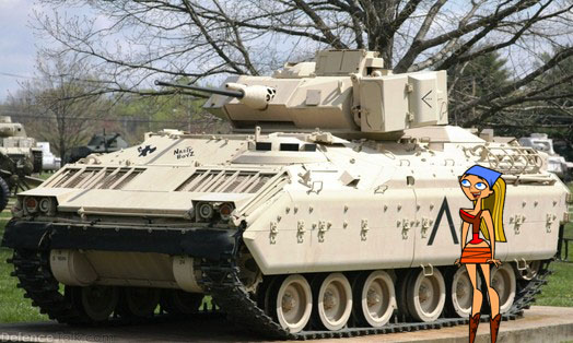 Lindsay with the Bradley Infantry Fighting Vehicle