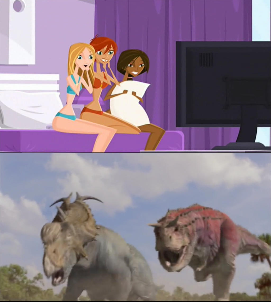 Tropic Tan Girls Watching Dinosaur