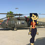 Emma with a UH-60 Black Hawk