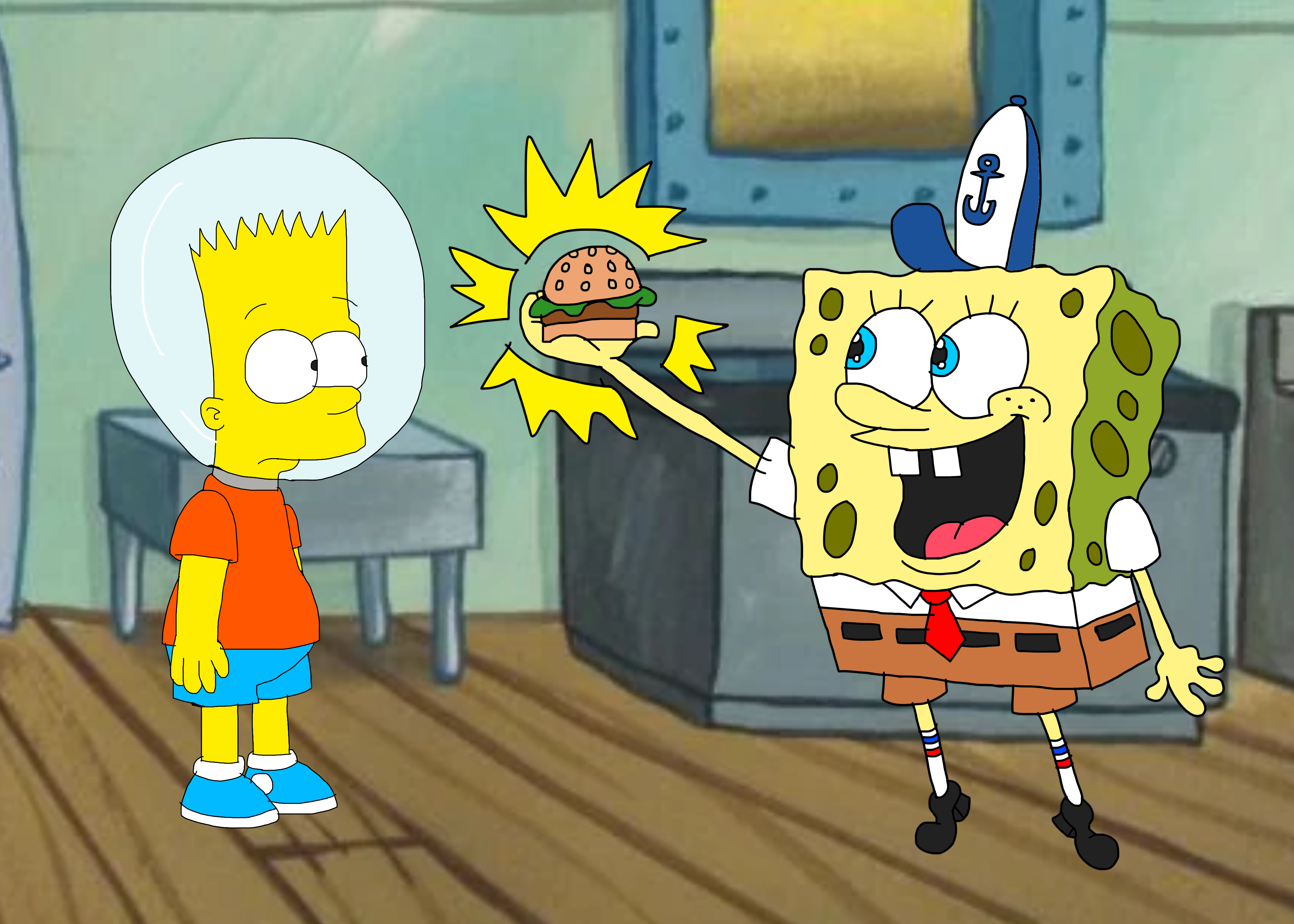 Sponge Bart Spongebob and Bart: It Burgers with Love by KaiSaunders85 on DeviantArt