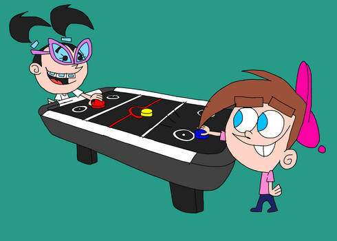 Timmy and Tootie Play Air Hockey