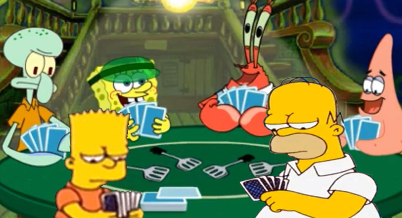 Sponge Bart Homer and Bart Plays Poker with SpongeBobs Gang by JakeyFrolloGothel on ...