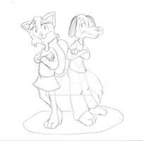 Cat and Dog Toon Sketch