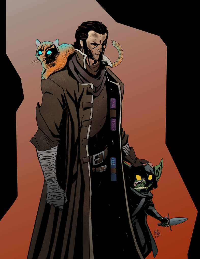 Caleb Widogast, Frumpkin, and Nott Mignola Style