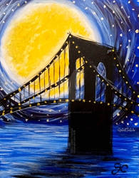 Moonrise over the Brooklyn Bridge