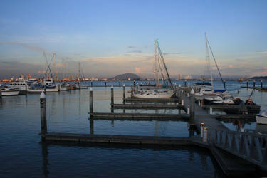 boat yard and blue sea