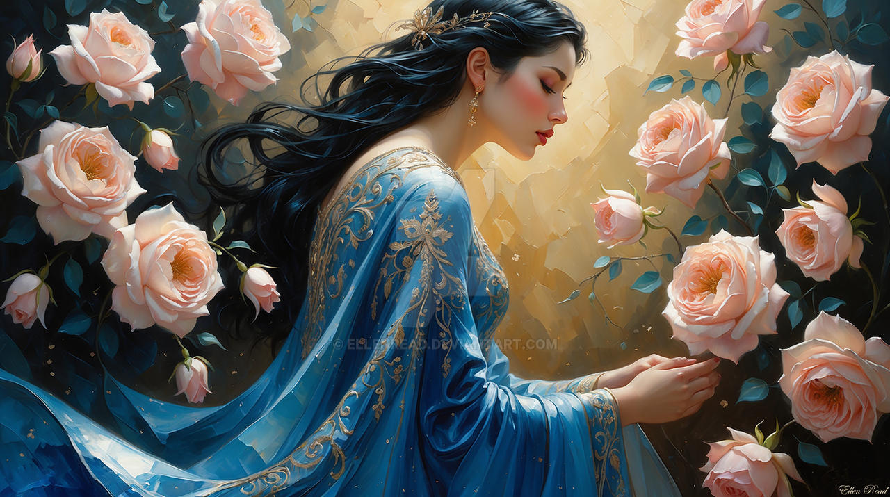 Anonymous Roses Woman and Roses by EllenRead on DeviantArt
