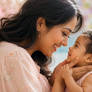 A warm scene of a mother and child