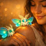 Glowing Moth Companions a whimsical illustration