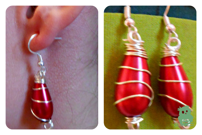 Dolore Earrings ~ Silver on Red ~