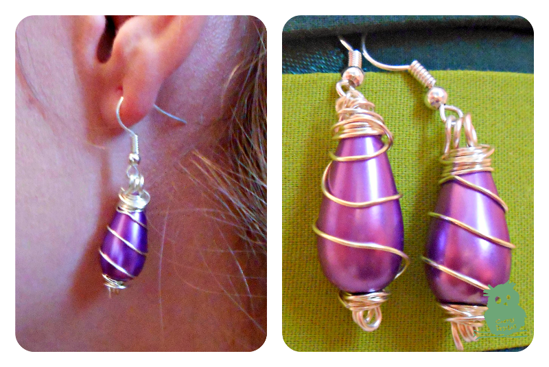 Dolore Earrings ~ Silver on Purple ~