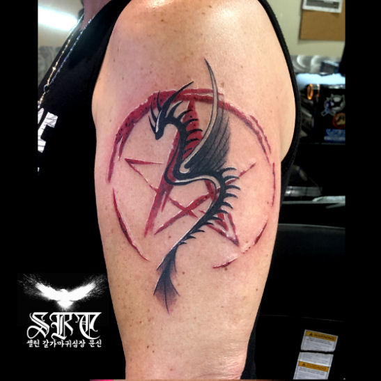 Dragon Pentagram Tattoo by Selene Ravenheart by SeleneRavenheart on ...