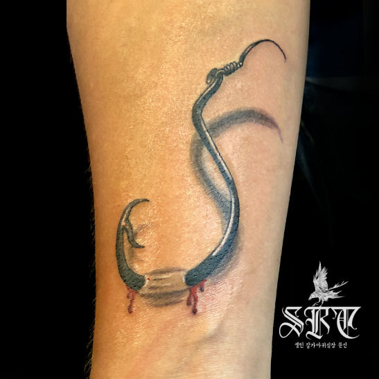 3D Fishing Hook Tattoo by Selene Ravenheart by SeleneRavenheart on