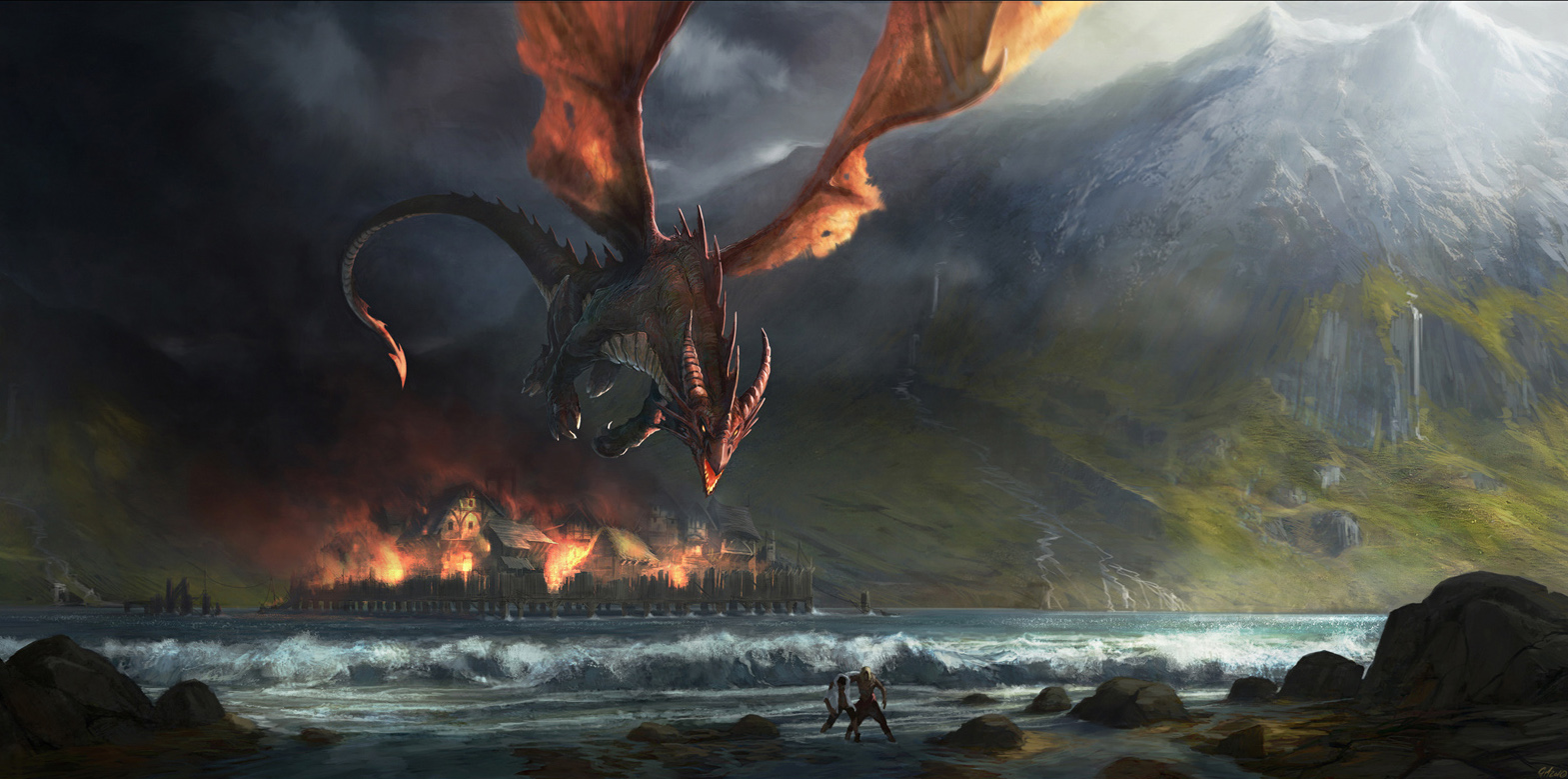 Smaug destroys Esgaroth