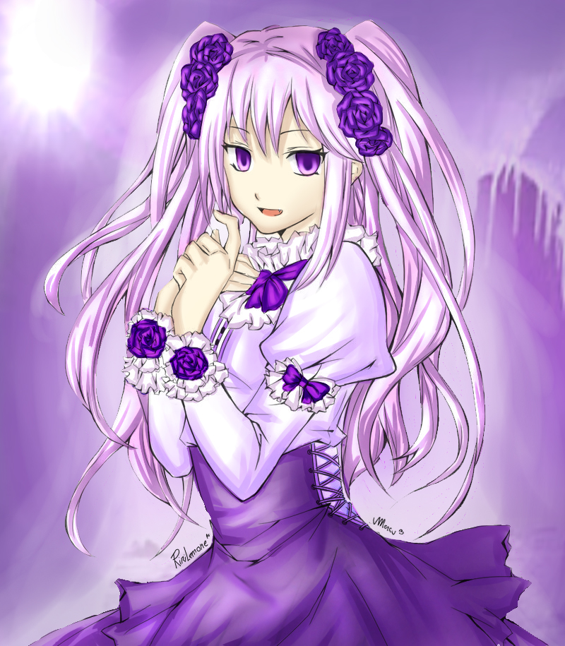 vampire anime girl with purple hair