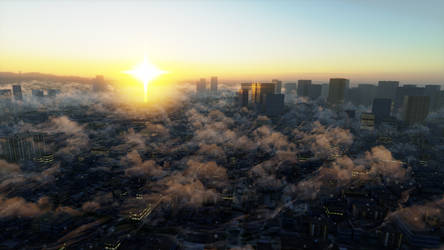 Sunrise over City