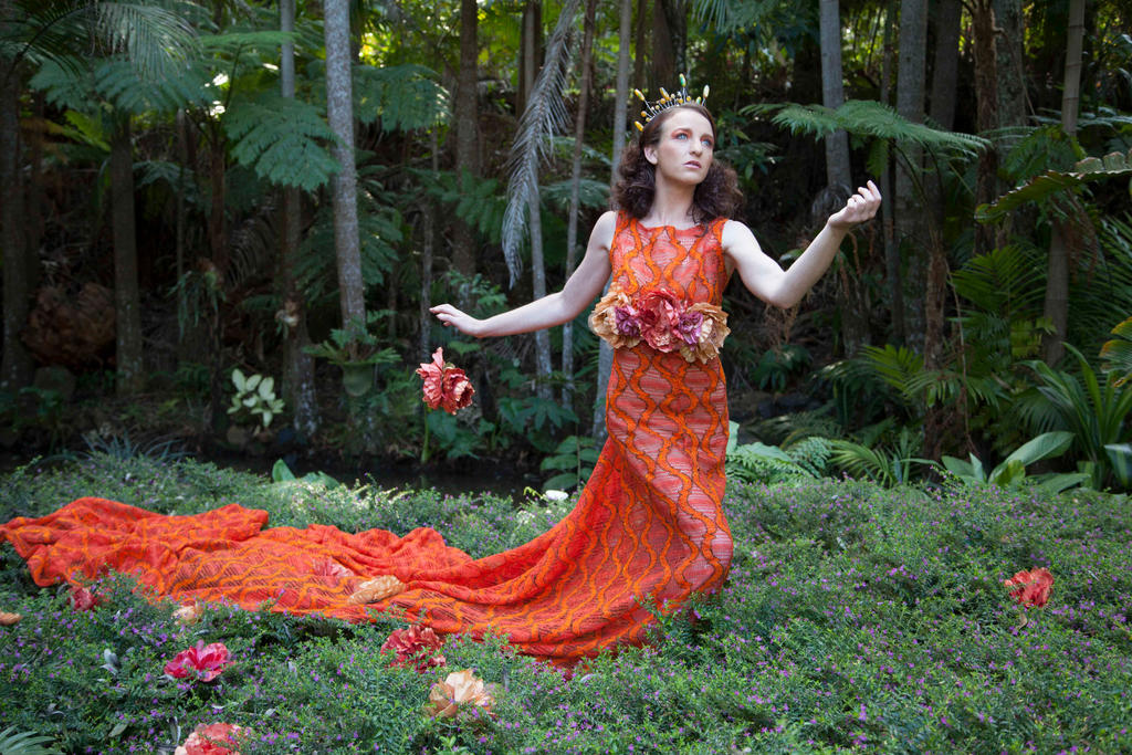 Orange Dress female model stock