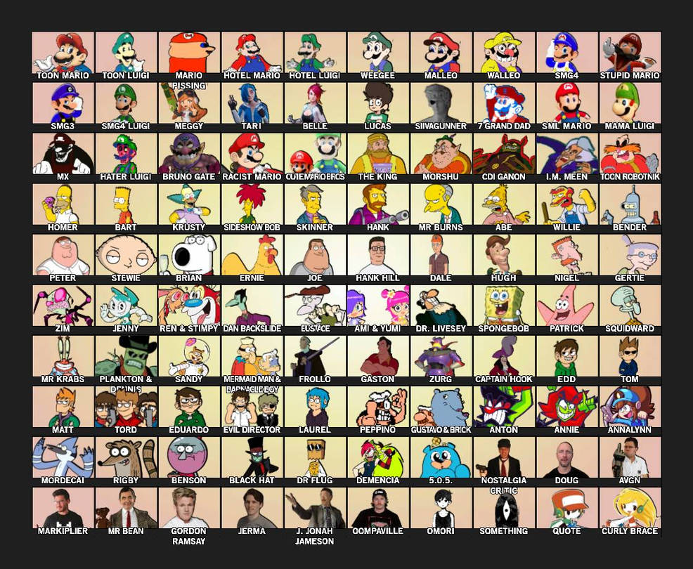 70 Characters Roster Roster number 52 by RosterMaker on DeviantArt