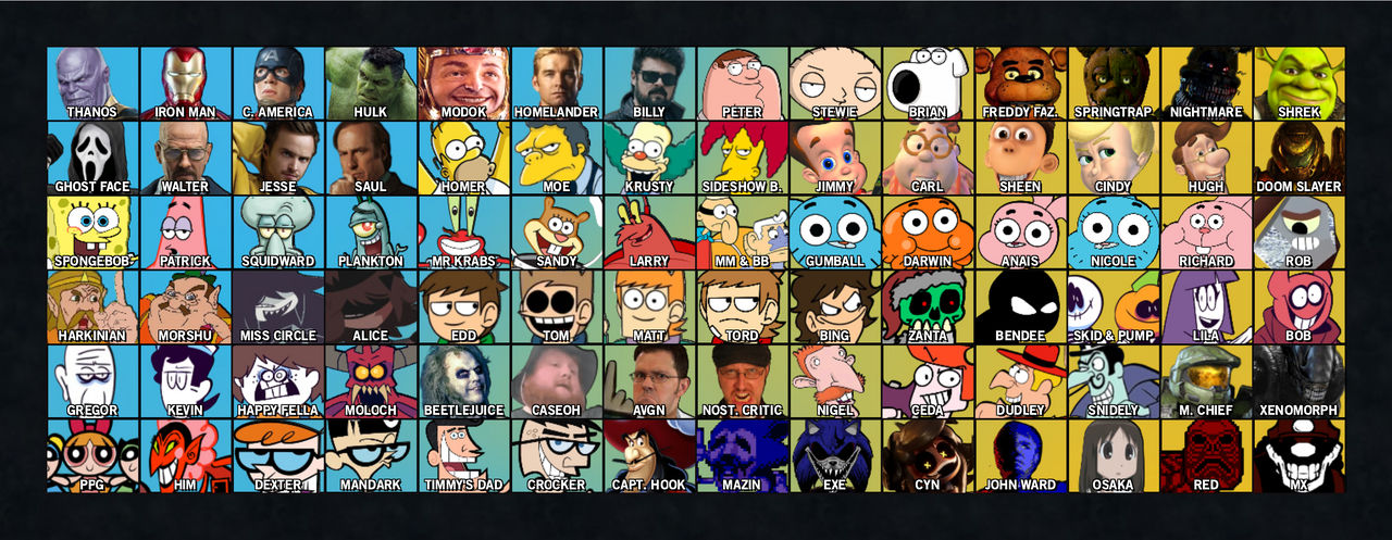 70 Characters Roster Roster number 70 by RosterMaker on DeviantArt