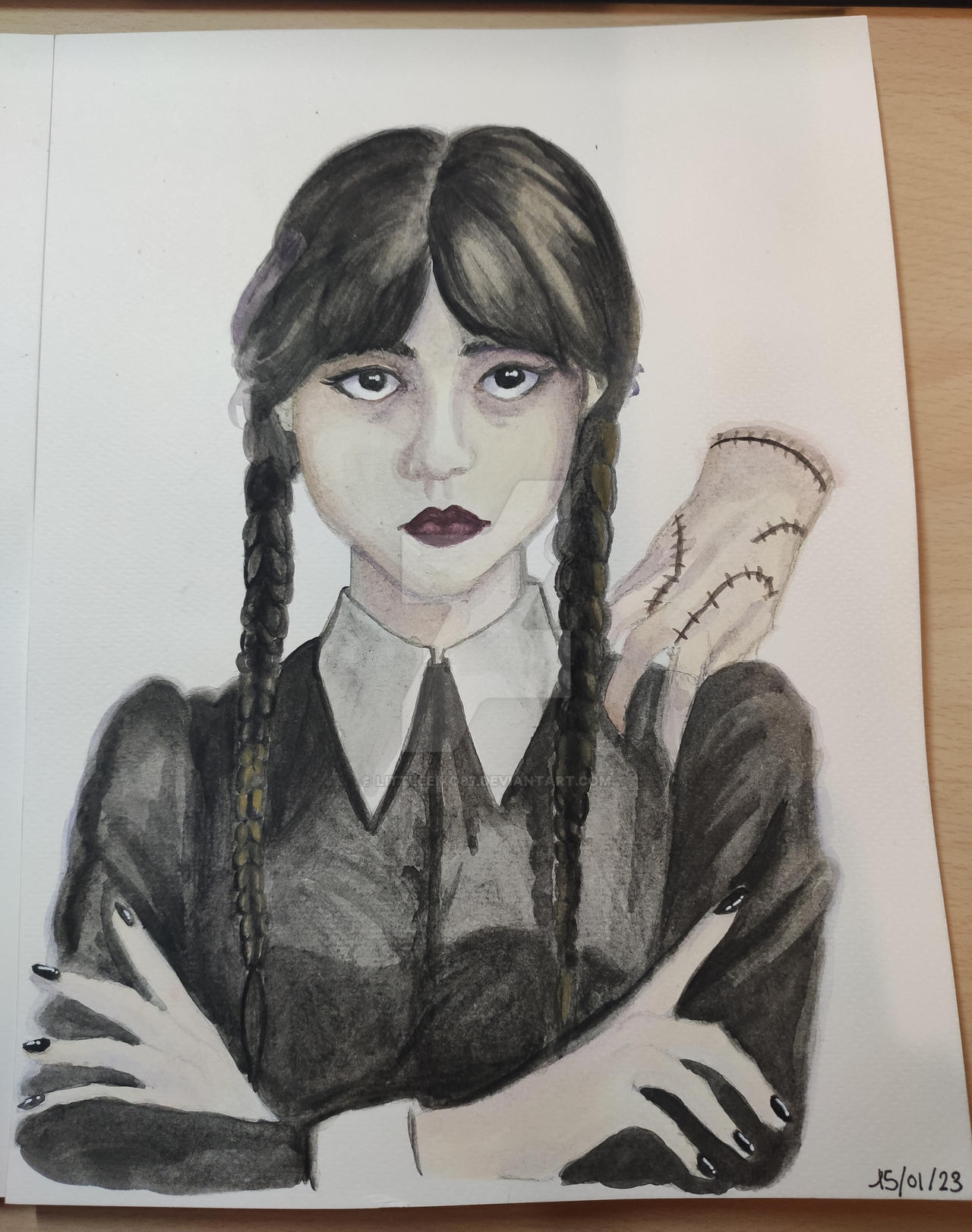 Watercolor Wednesday Addams by LittleEiko87 on DeviantArt