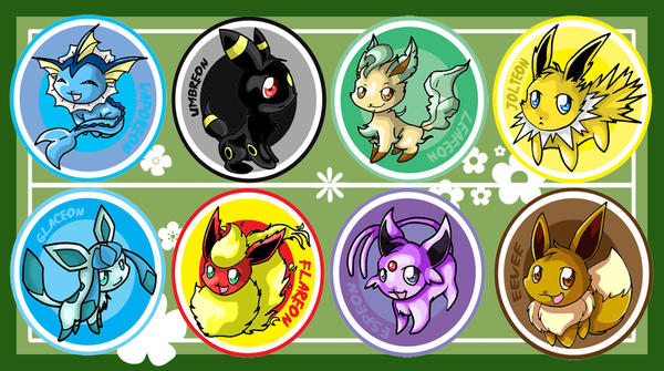 Eevee Evolution Buttons by ChibiTigre on DeviantArt