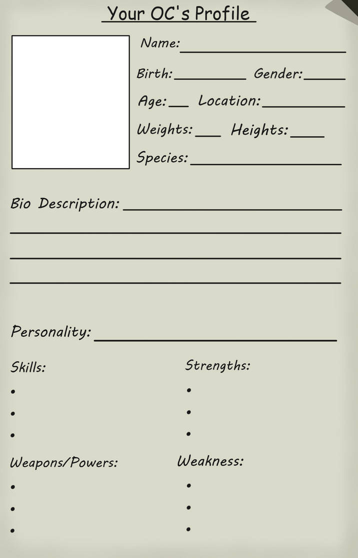 Your OC's Profile Template by SabrinaD86 on DeviantArt